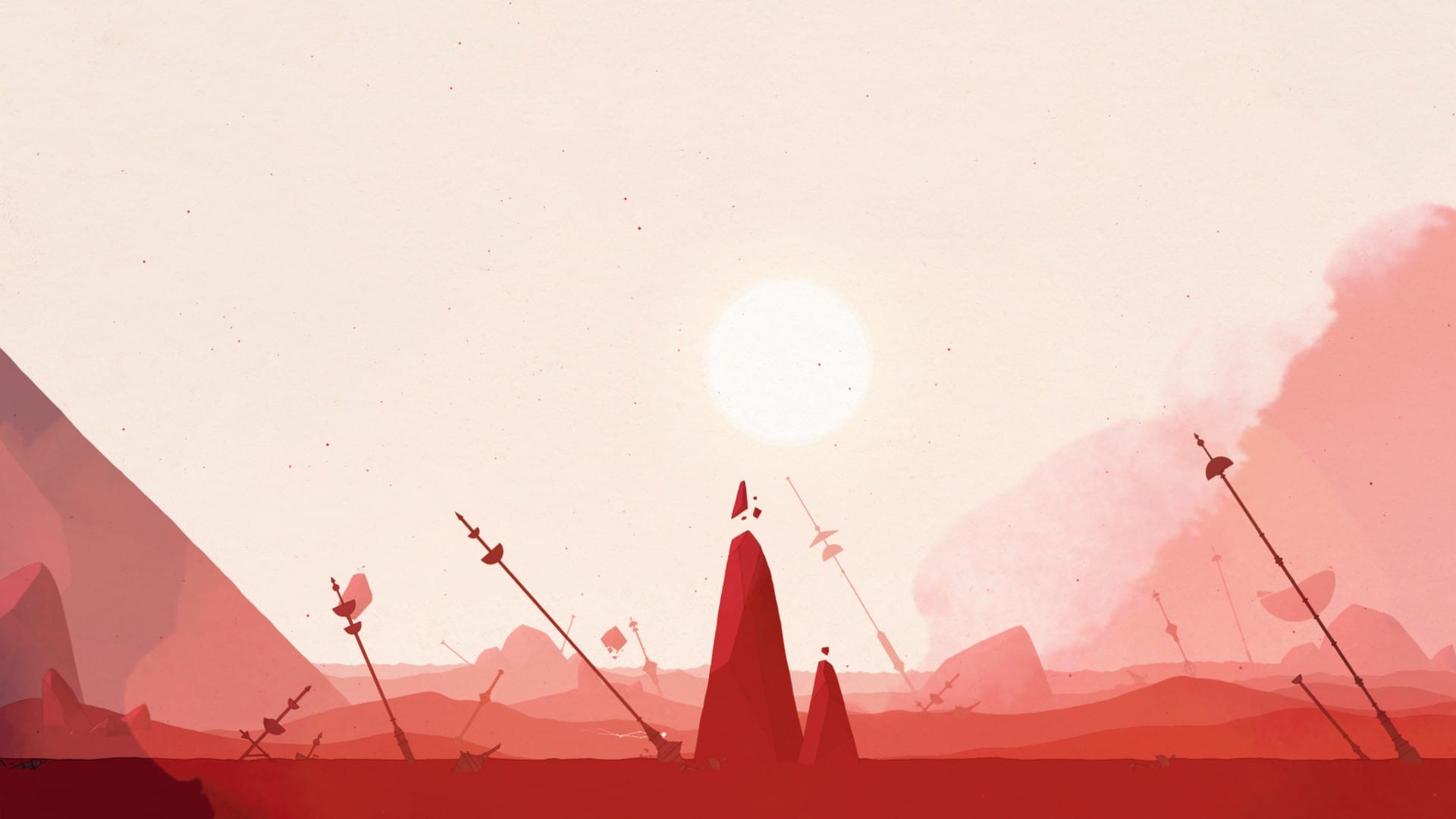 One of the earlier sections in Gris featuring predominantly red coloring