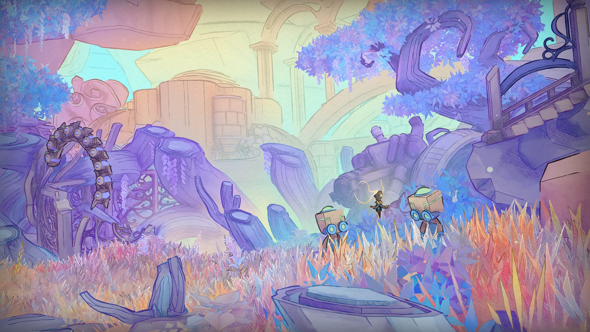 Mio traversing through the vibrant Haven (from press kit)